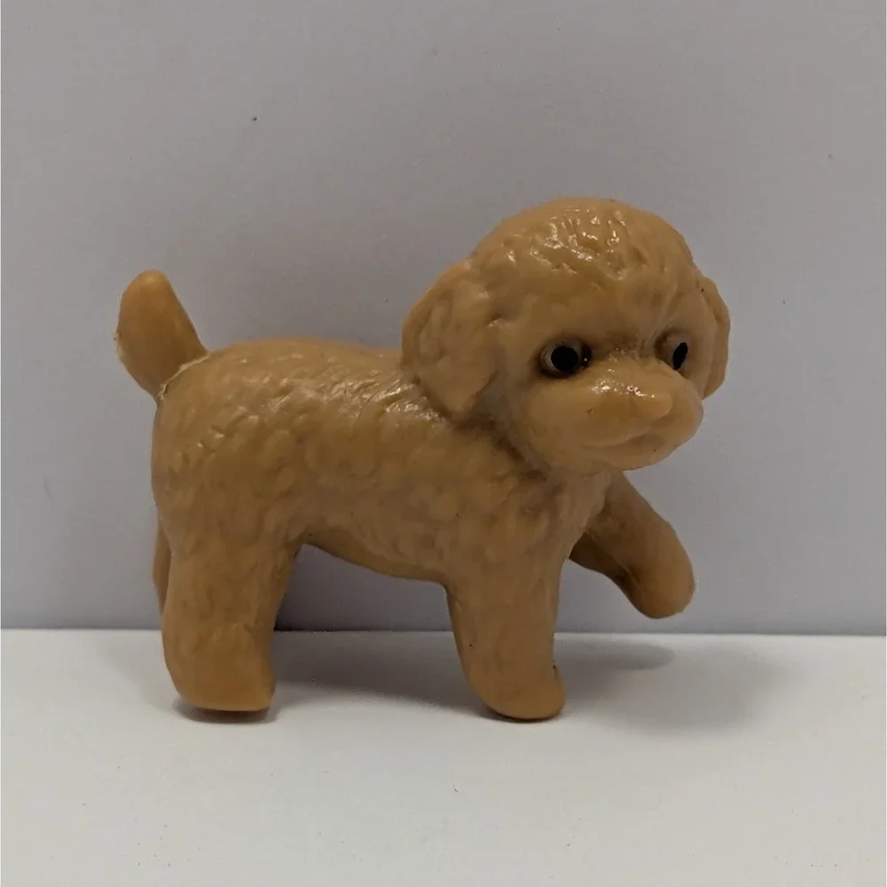 Miniature Toy Dog Figurine Brown Poodle Puppy Animal Companion Kids Playtime